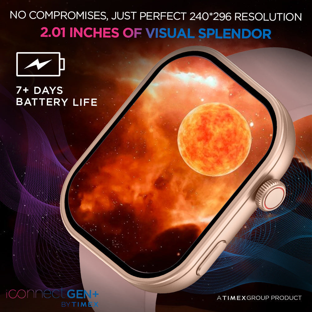 Timex IConnect Gen+ Smartwatch|2.01" TFT Display With 240x296 Pixel Resolution|Rotational Crown|Single Sync Bluetooth Calling|AI Voice Assist|100+ Sports Modes|200+ Watchfaces|Upto 7 Days Battery(Normal Usage) - TWIXW302T