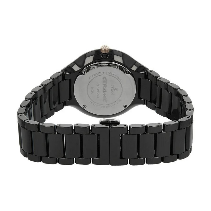 Titan Black Dial Black Ceramic Strap Watch NP90014KC02 (DE141)