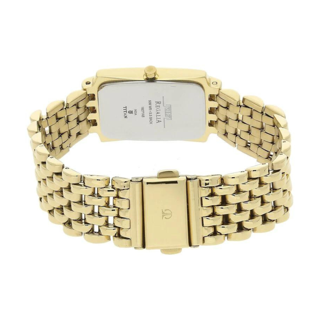 Titan Black Dial Golden Stainless Steel Strap Watch NN1927YM06