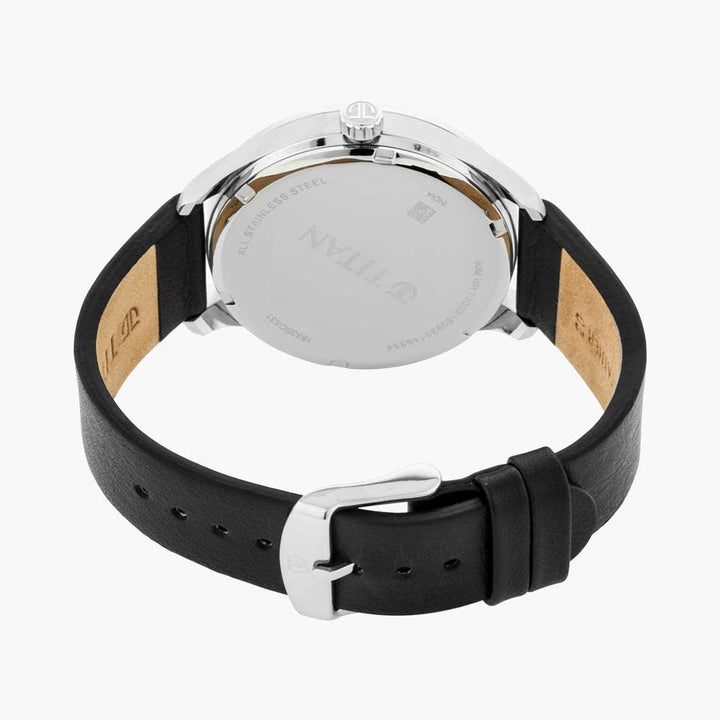 TITAN EVOKE GRADIENT BLUE DIAL BLACK LEATHER STRAP WATCH 1833SL03