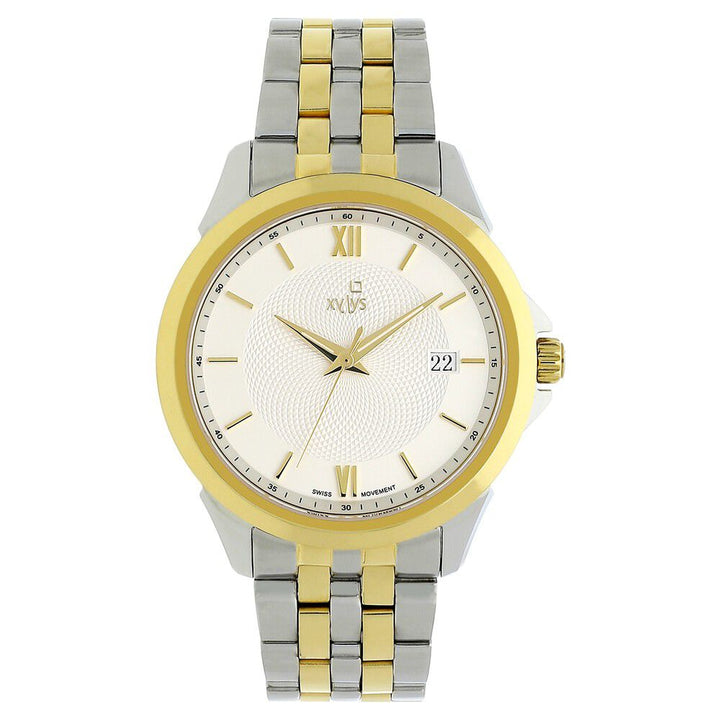 Xylys Swiss Analog with Date Two Toned Stainless Steel Strap White Dial Watch For Men NS40020BM01E
