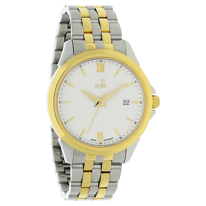 Xylys Swiss Analog with Date Two Toned Stainless Steel Strap White Dial Watch For Men NS40020BM01E
