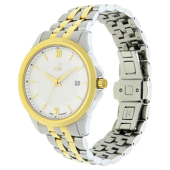 Xylys Swiss Analog with Date Two Toned Stainless Steel Strap White Dial Watch For Men NS40020BM01E