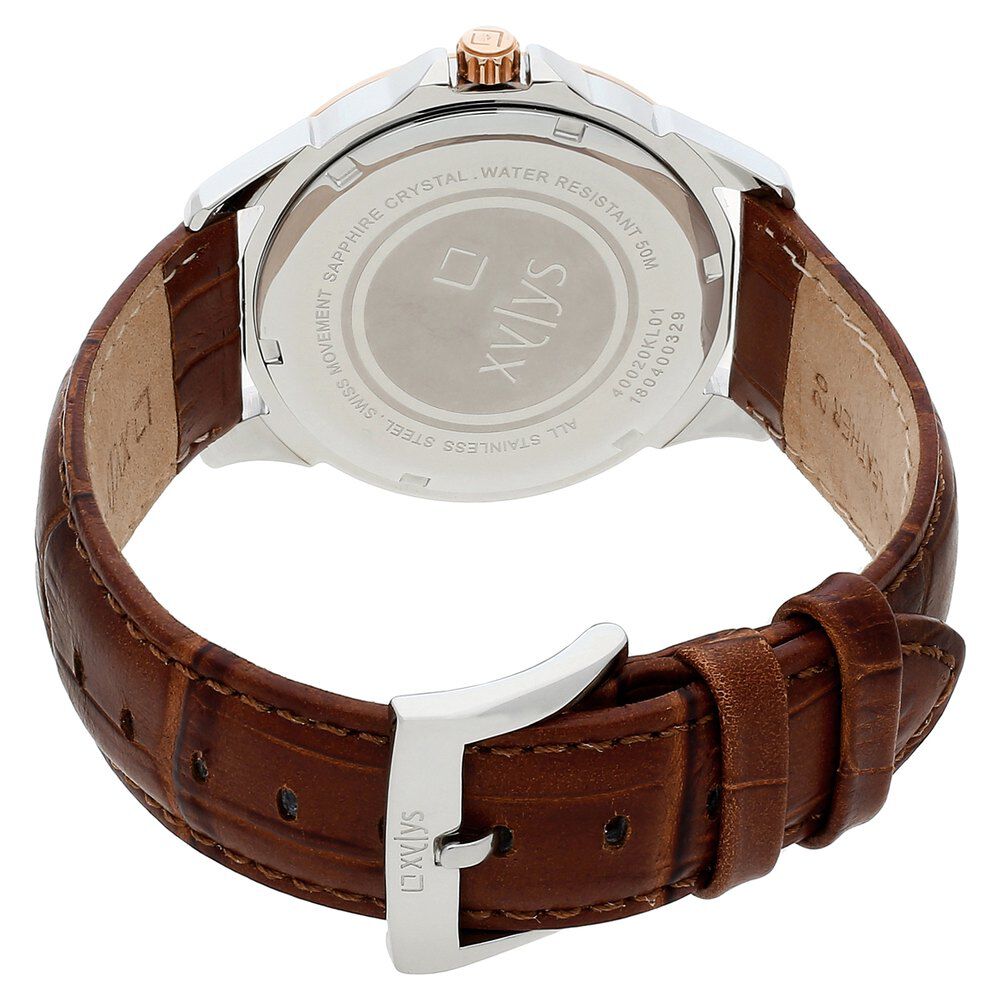 Xylys Swiss Analog Leather Strap Black Dial Watch for Men NS40020KL01E