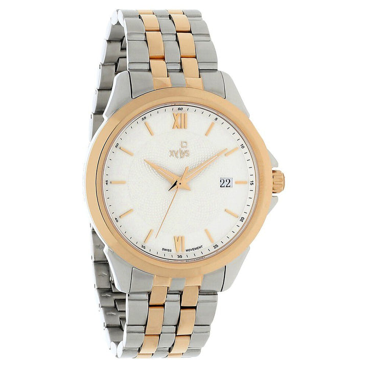 Xylys Swiss Analog with Date Two Toned Stainless Steel Strap White Dial Watch For Men NS40020KM01E