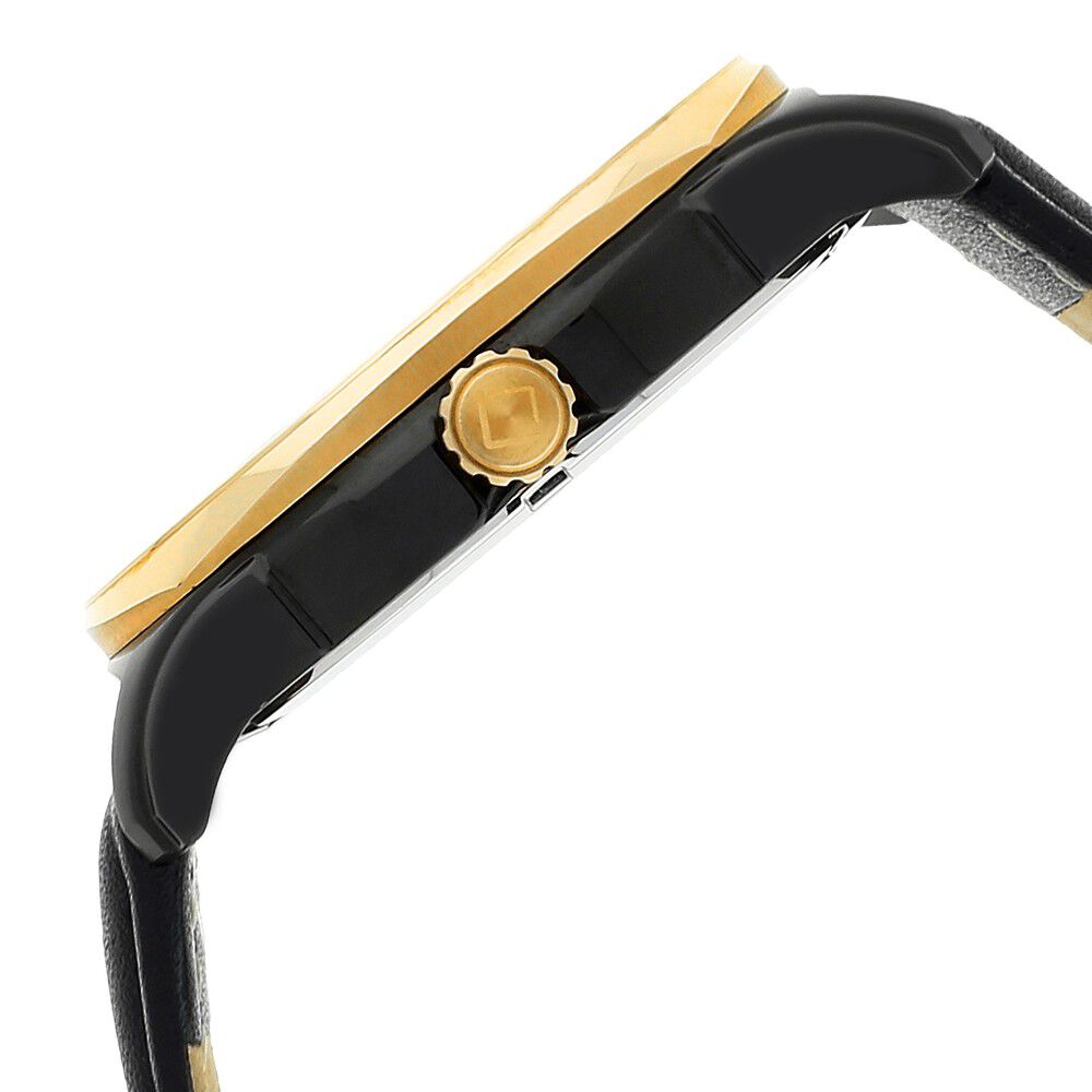 Xylys Swiss Analog with Day Date Black Leather Strap Black Dial Watch For Men NS40023KL02E