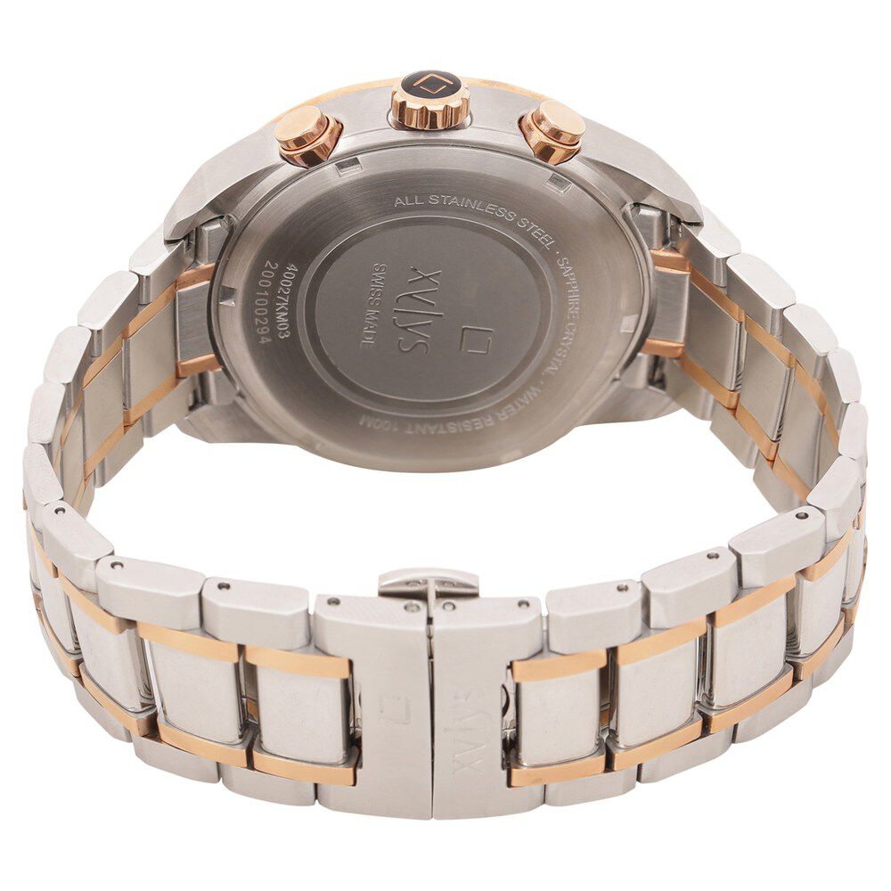 Xylys Swiss Chronograph Two Toned Stainless Steel Strap Grey Dial Watch For Men NS40027KM03