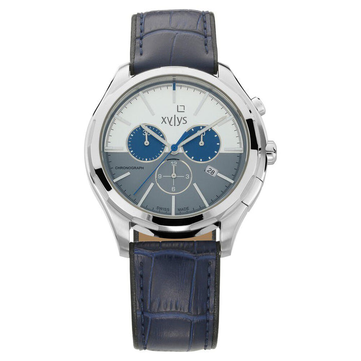 Xylys Swiss Chronograph Blue Leather Strap and Bicolour Dial Watch For Men NR40031SL01