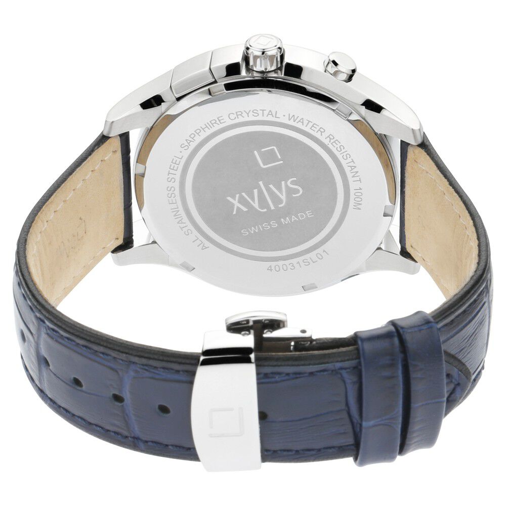 Xylys Swiss Chronograph Blue Leather Strap and Bicolour Dial Watch For Men NR40031SL01