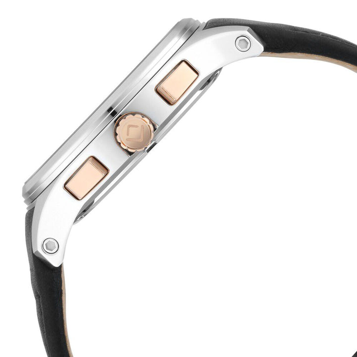 Xylys Swiss Multifunction Black Leather Strap White Dial Watch For Men NS40035KL02E