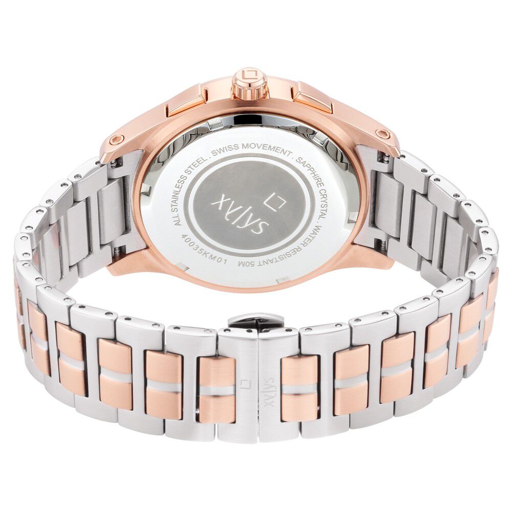 Xylys Swiss Multifunction Two Toned Stainless Steel Strap Grey Dial Watch For Men NS40035KM01E