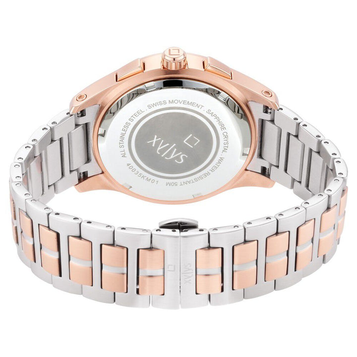 Xylys Swiss Multifunction Two Toned Stainless Steel Strap Grey Dial Watch For Men NS40035KM01E