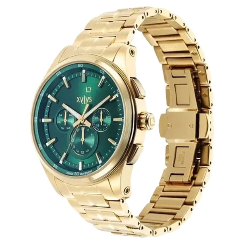 Xylys Swiss Analog Stainless Steel Strap Green Dial Watch For Men NS40035YM03E