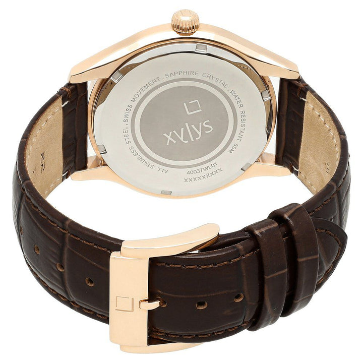 Xylys Swiss Analog with Date Brown Leather Strap Beige Dial Watch For Men NS40037WL01E