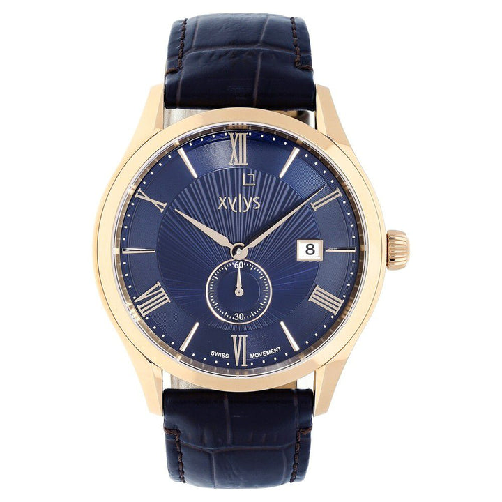 Xylys Swiss Analog with Date Blue Leather Strap and Dial Watch For Men NS40037WL02E