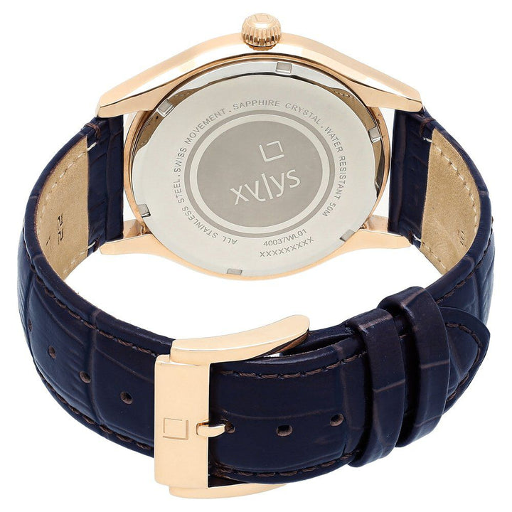 Xylys Swiss Analog with Date Blue Leather Strap and Dial Watch For Men NS40037WL02E