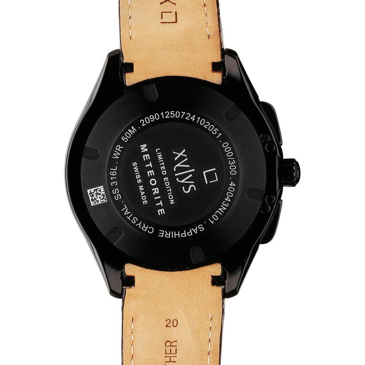 Xylys Swiss Chronograph Black Leather Strap Aventurine Dial Watch For Men 40043NL01