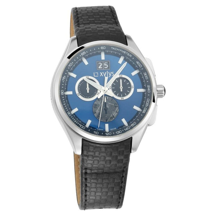 Xylys Swiss Chronograph Black Leather Strap and Blue Dial Watch For Men NR40043SL01