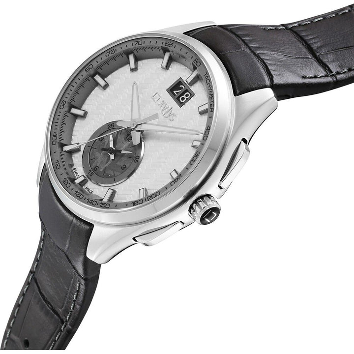 Xylys Swiss Chronograph Grey Leather Strap White Dial Watch For Men 40043SL03