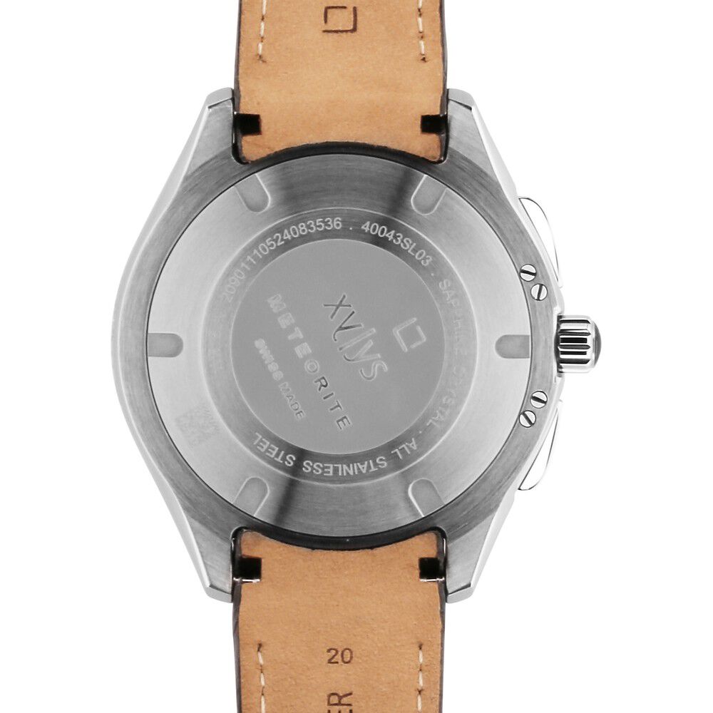 Xylys Swiss Chronograph Grey Leather Strap White Dial Watch For Men 40043SL03