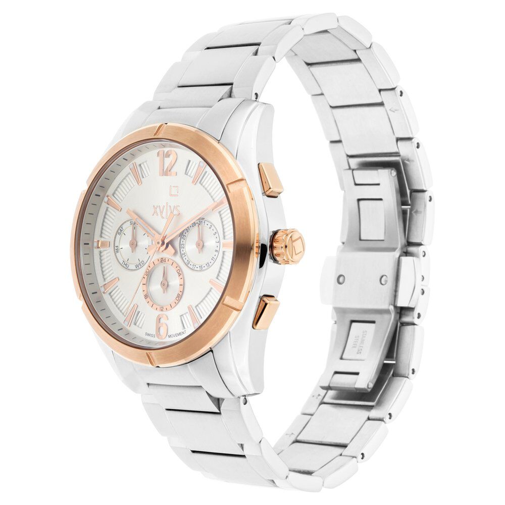 Xylys Swiss Multifunction Silver Stainless Steel Strap and Dial Watch For Men NS40045KM01E