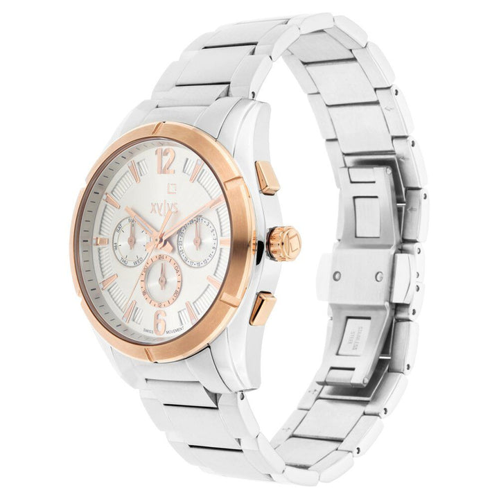 Xylys Swiss Multifunction Silver Stainless Steel Strap and Dial Watch For Men NS40045KM01E