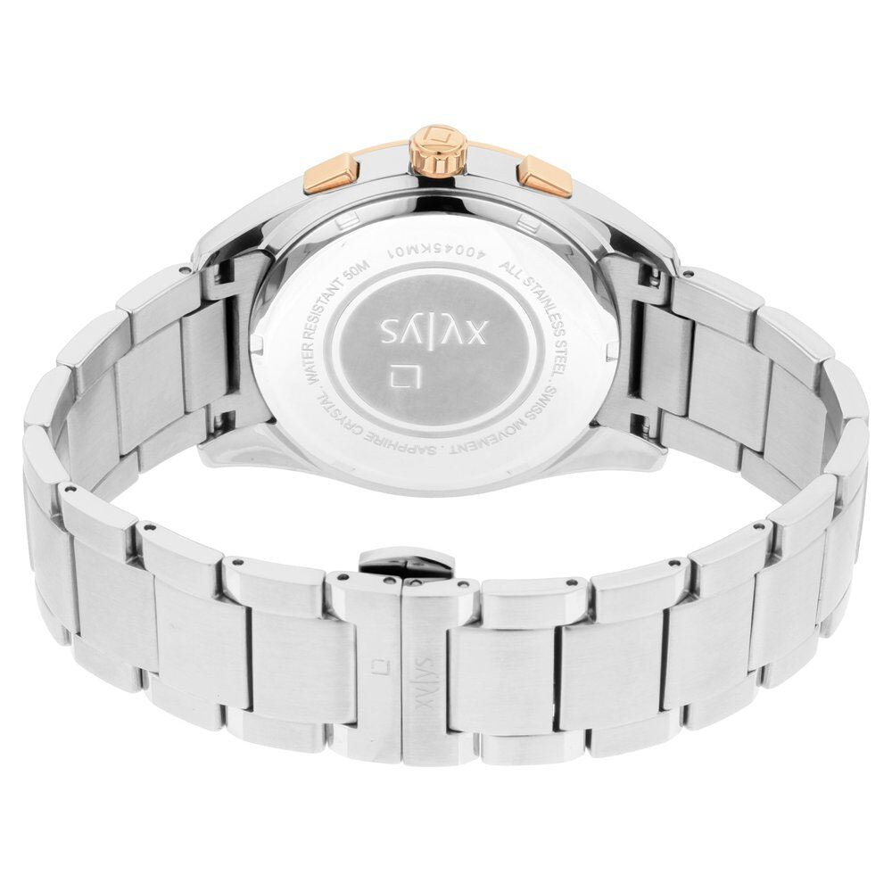 Xylys Swiss Multifunction Silver Stainless Steel Strap and Dial Watch For Men NS40045KM01E