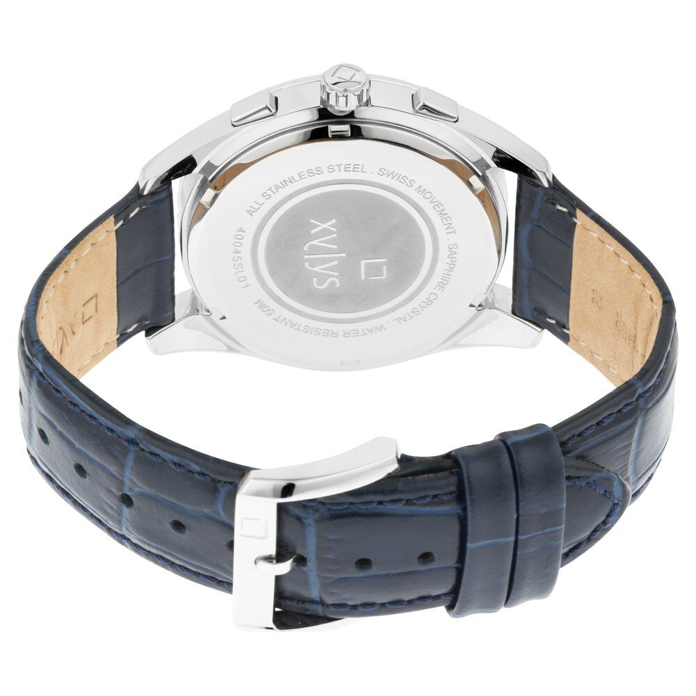 Xylys Swiss Multifunction Blue Leather Strap Blue Dial Watch For Men NS40045SL01E
