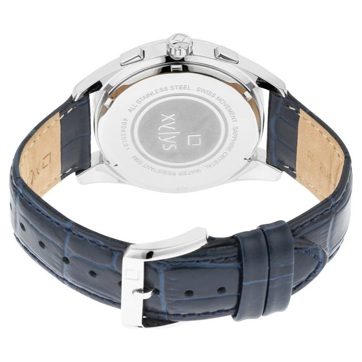 Xylys Swiss Multifunction Blue Leather Strap Blue Dial Watch For Men NS40045SL01E