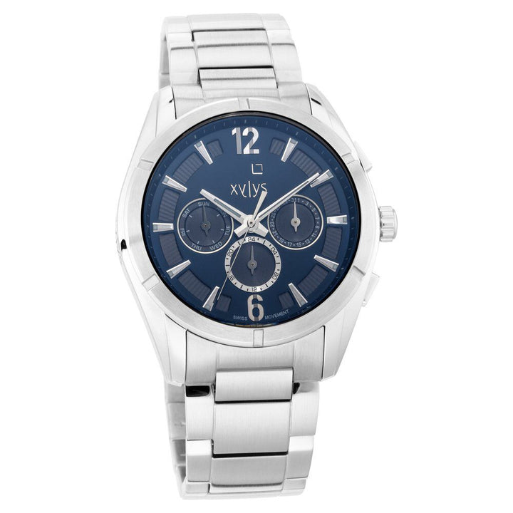 Xylys Swiss Multifunction Silver Stainless Steel Strap Blue Dial Watch For Men NS40045SM01E
