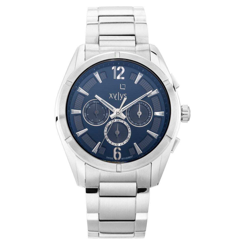 Xylys Swiss Multifunction Silver Stainless Steel Strap Blue Dial Watch For Men NS40045SM01E