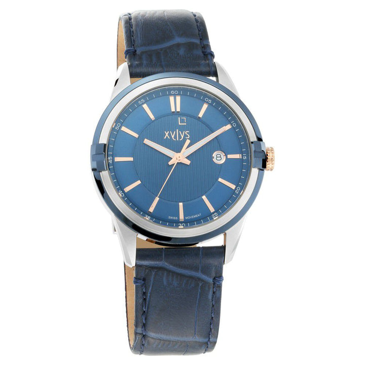 Xylys Swiss Analog with Date Blue Leather Strap and Dial Watch For Men NS40048KL01E
