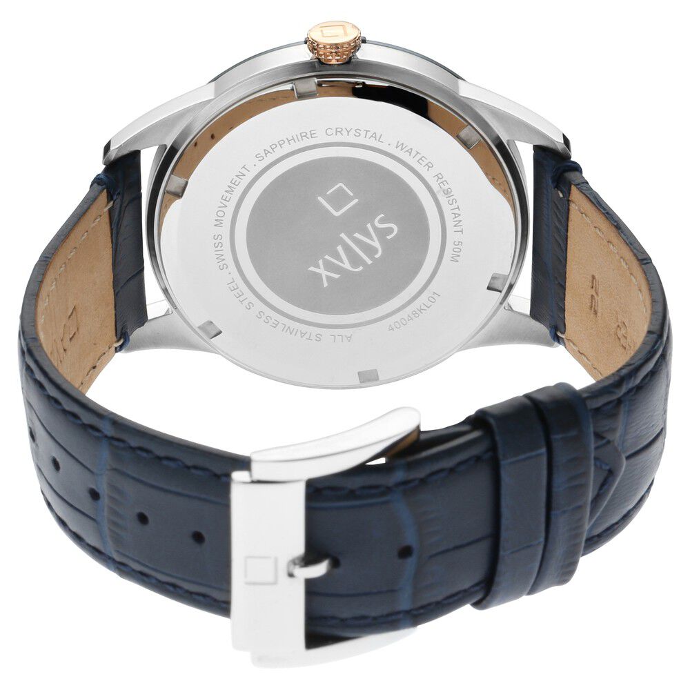 Xylys Swiss Analog with Date Blue Leather Strap and Dial Watch For Men NS40048KL01E