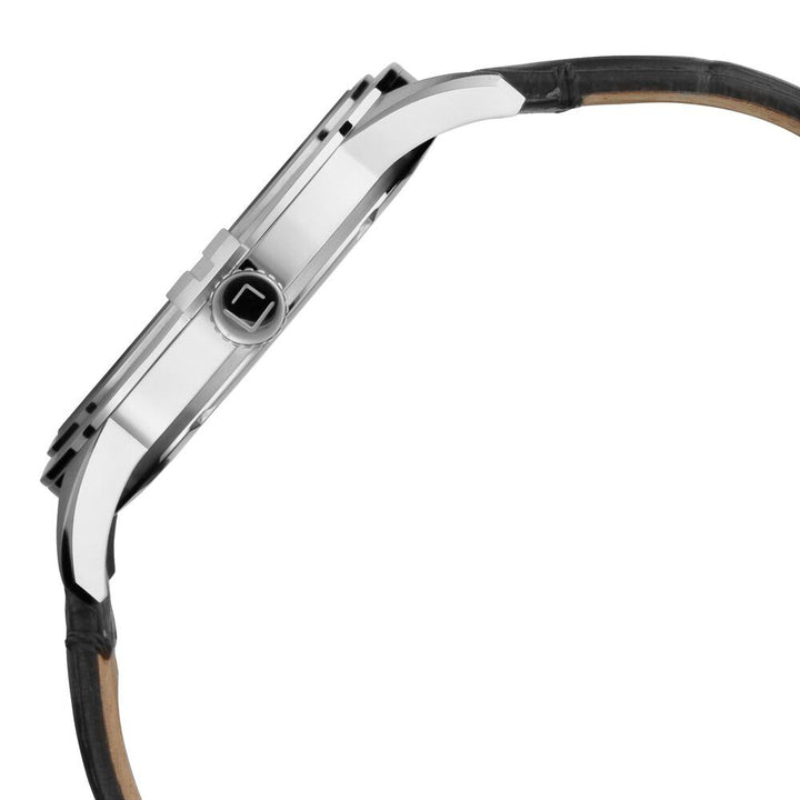 Xylys Swiss Analog with Date Brown Leather Strap Silver Dial Watch For Men NS40048SL01E