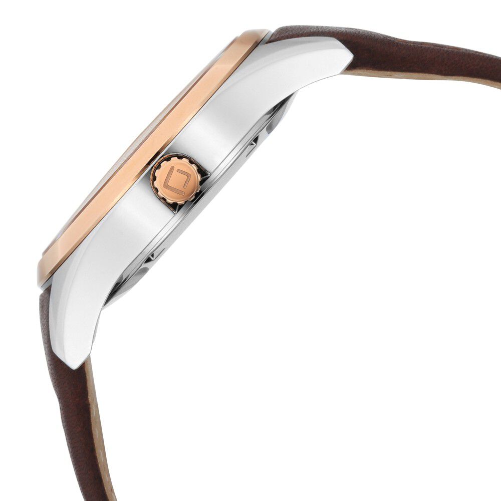 Xylys Swiss Multifunction Brown Leather Strap White Dial Watch For Men NS40052KL01E