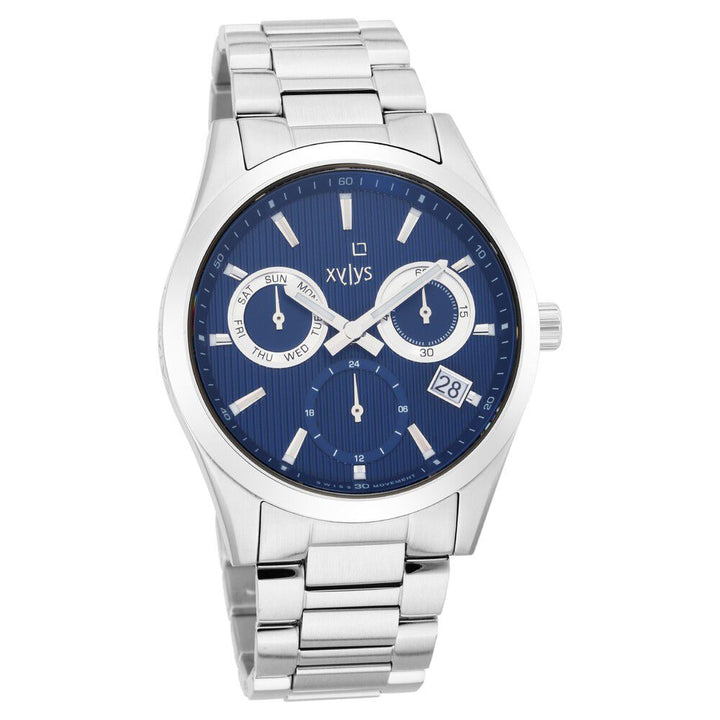 Xylys Swiss Multifunction Silver Stainless Steel Strap Blue Dial Watch For Men NS40052SM01E