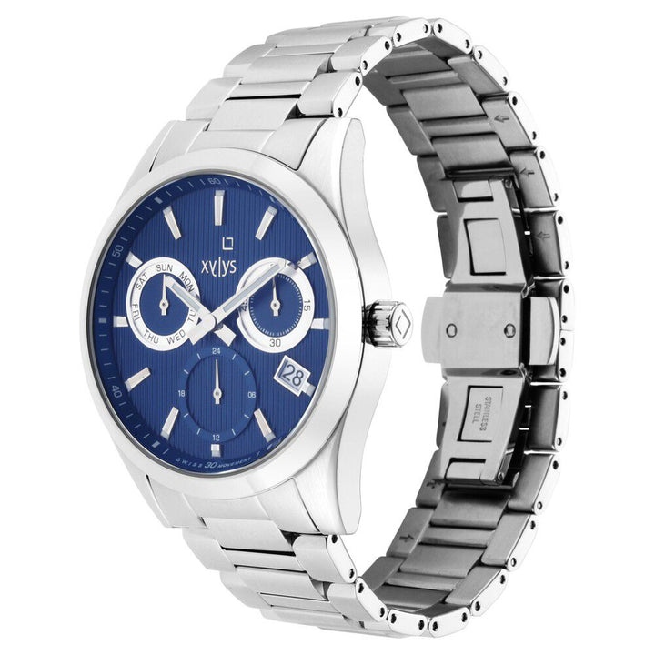 Xylys Swiss Multifunction Silver Stainless Steel Strap Blue Dial Watch For Men NS40052SM01E
