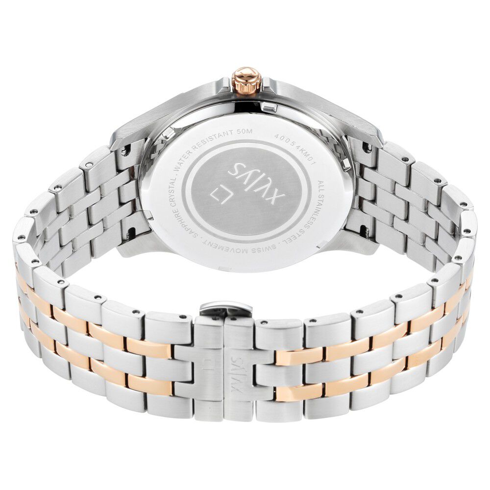 Xylys Swiss Multifunction Two Toned Stainless Steel Strap Grey Dial Watch For Men NS40054KM01E
