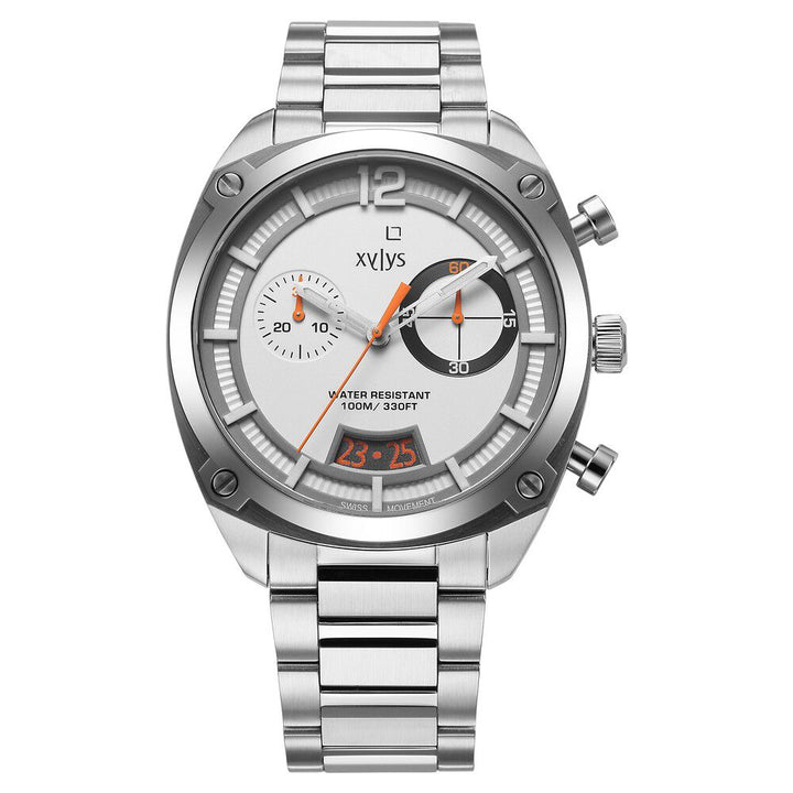 Xylys Swiss Chronograph Silver Stainless Steel Strap White Dial Watch For Men 40055KM01E