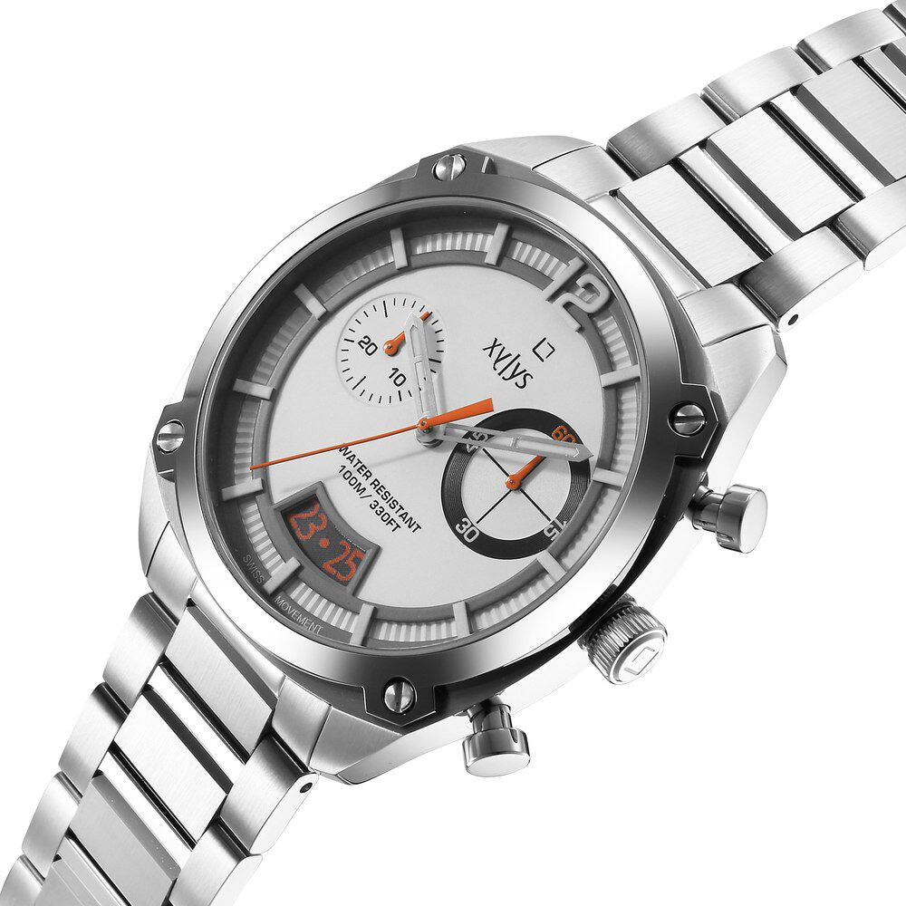 Xylys Swiss Chronograph Silver Stainless Steel Strap White Dial Watch For Men 40055KM01E