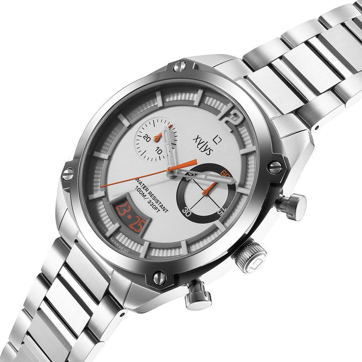 Xylys Swiss Chronograph Silver Stainless Steel Strap White Dial Watch For Men 40055KM01E