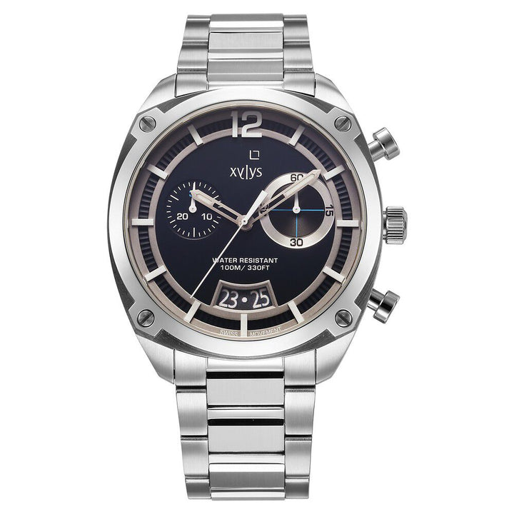 Xylys Swiss Chronograph Silver Stainless Steel Strap Blue Dial Watch For Men 40055SM01E