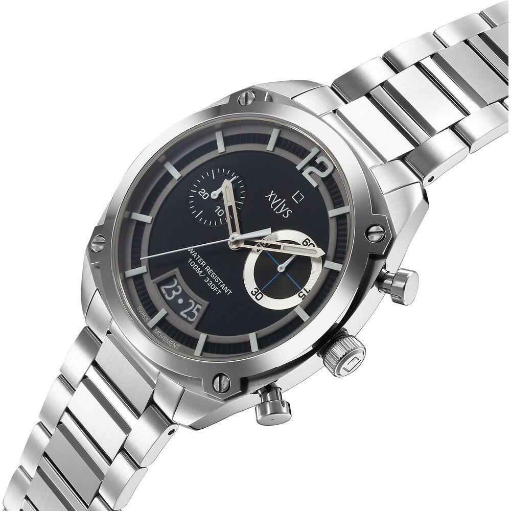 Xylys Swiss Chronograph Silver Stainless Steel Strap Blue Dial Watch For Men 40055SM01E