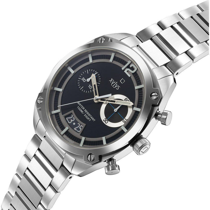 Xylys Swiss Chronograph Silver Stainless Steel Strap Blue Dial Watch For Men 40055SM01E