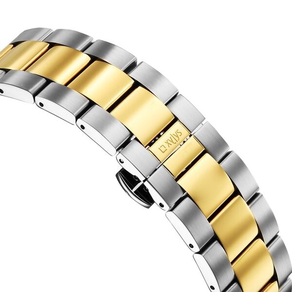 Xylys Automatic Analog Watch with Date, Black Dial, Two-Toned Strap