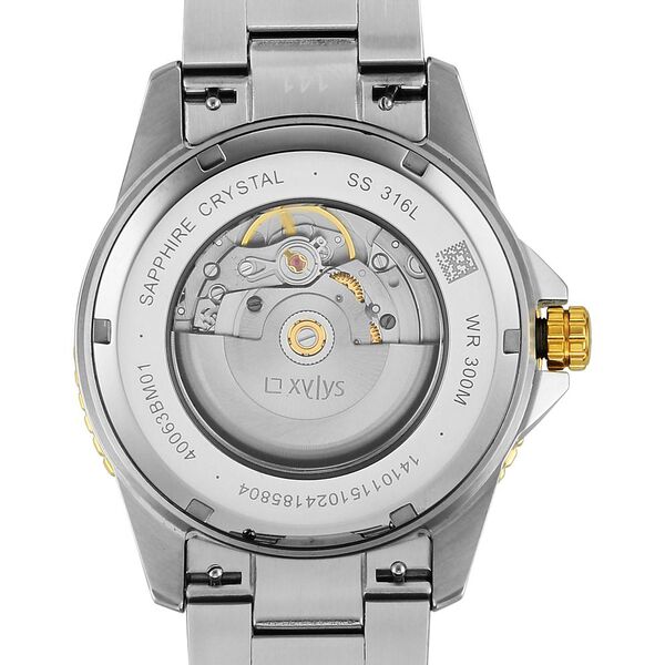 Xylys Automatic Analog Watch with Date, Black Dial, Two-Toned Strap