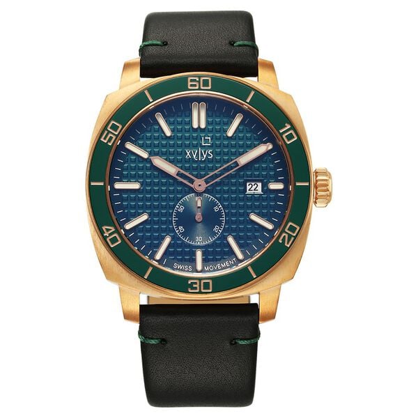Xylys Quartz Analog Green Dial Black Leather Strap Watch for Men