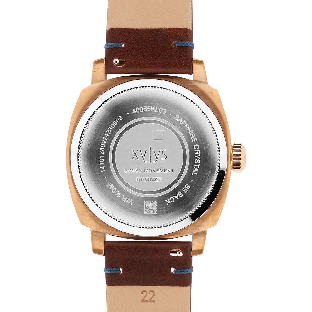 Xylys Quartz Analog Blue Dial Brown Leather Strap Watch for Men