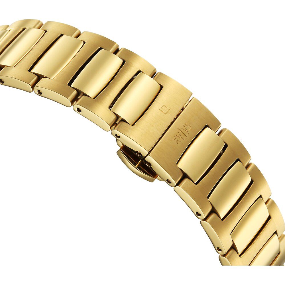 Xylys Quartz Analog Date Watch - Green Dial, Golden Steel Strap