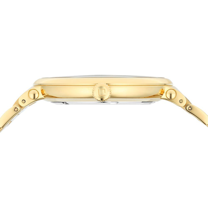 Xylys Quartz Analog Date Watch - Green Dial, Golden Steel Strap